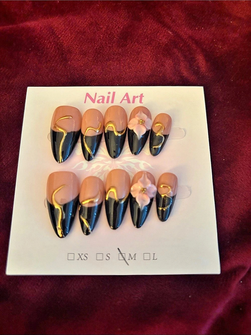 Black & Pink Nail Art Press-On Nails